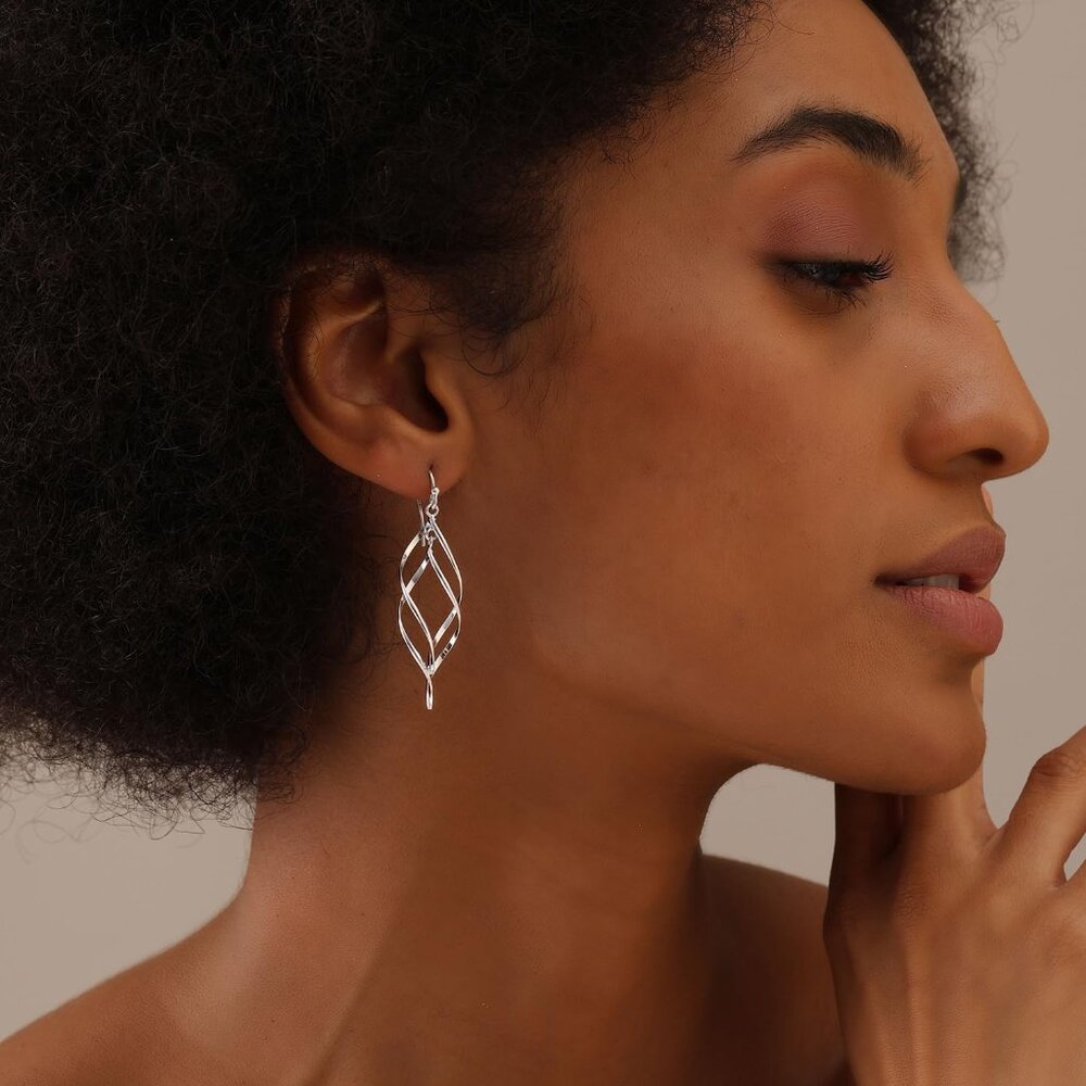 Sterling Silver Double Twisted Infinity Drop Dang… - image 2